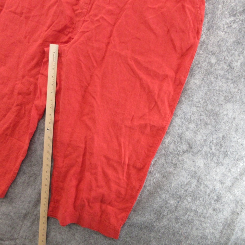 FLAX Designs Pants 3G LInen Red Pedal Pusher Elastic Waistband With Pockets New - Picture 7 of 16